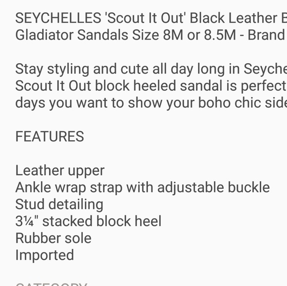 Seychelles Stacked Gladiator Heels 8 NWOT - Picture 4 of 4